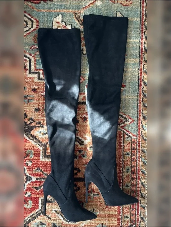 Steve Madden Dominique Women’s Black Over-the-Knee Stiletto Boots - Picture 4 of 6